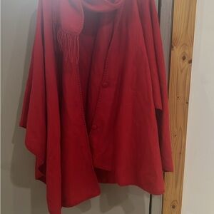 Red Shawl with Fringe
